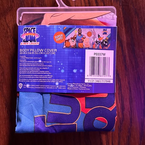 Space Jam Body Pillow Case New in Package - Full Body 20in X 54 IN - Loony tunes - Picture 4 of 5